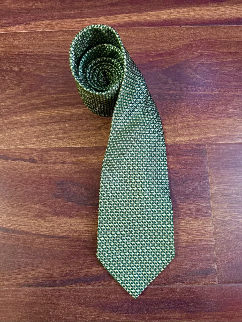 Armani Collezioni Green Textured Knit Tie with Subtle Ivory Fleck